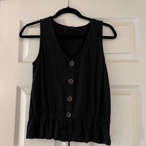 Sanctuary Black Top with buttons and tie